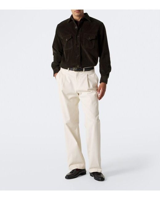 Rubinacci Black Cotton Corduroy Overshirt for men