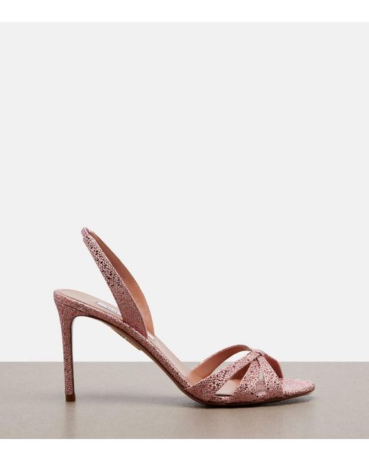 Aquazzura Pink Tati Canvas Slingback Sandals