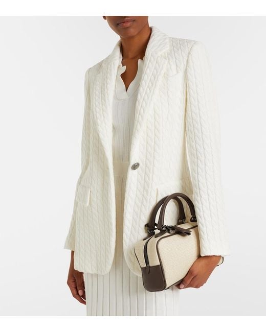 Brunello Cucinelli White Cable-Knit Cotton Blazer
