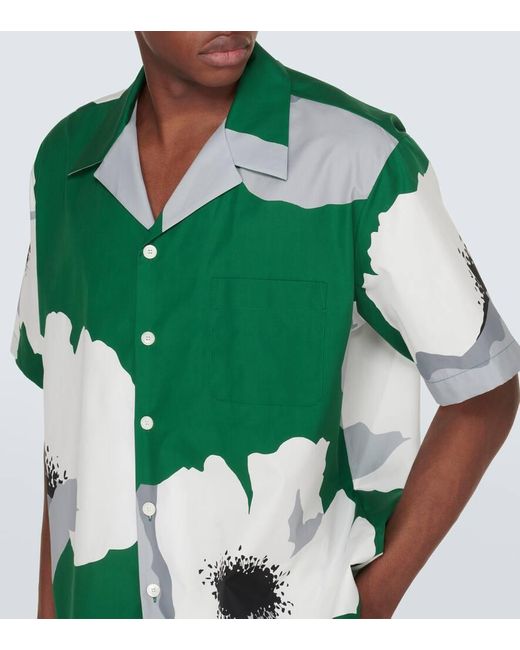 Camisa bowling de popelin de algodon floral Valentino de hombre de color Green