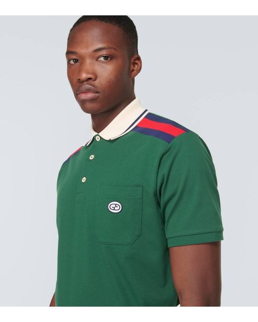 Gucci Poloshirt Aus Baumwolle Mit GG in Green für Herren