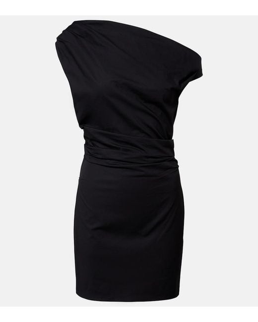 Staud Black Phare Ruched Cotton Poplin Minidress