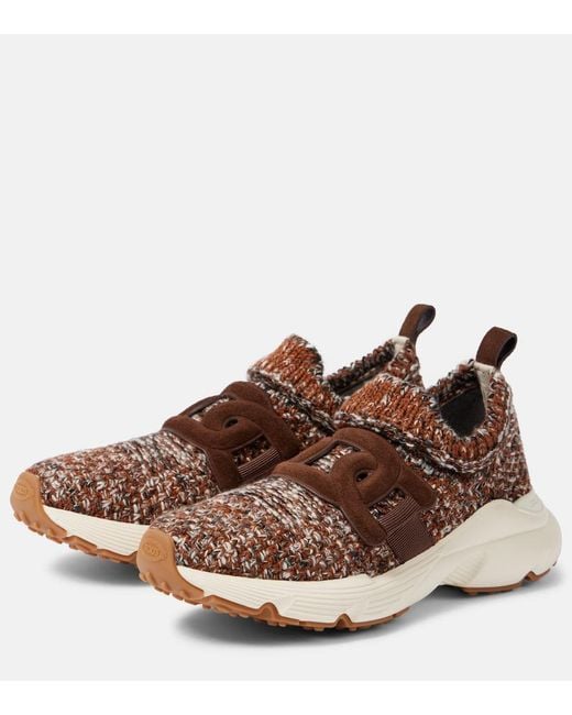 Tod's Brown Chic Wool Sneakers For