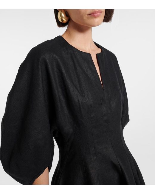 Faithfull The Brand Black Soleil Linen Minidress