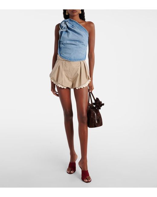 Magda Butrym Blue One-Shoulder-Top Aus Denim