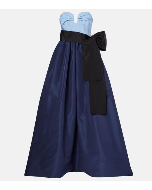 Vestido De Fiesta Con Bustier Carolina Herrera de color Blue