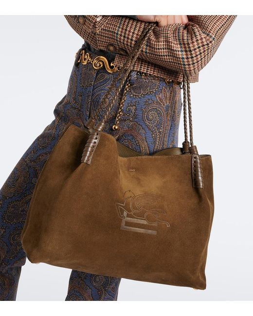 Etro Brown Libra Large Suede Tote Bag