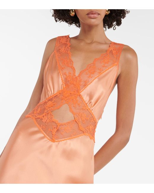Sir. The Label Orange Aries Lace-trimmed Silk Maxi Dress