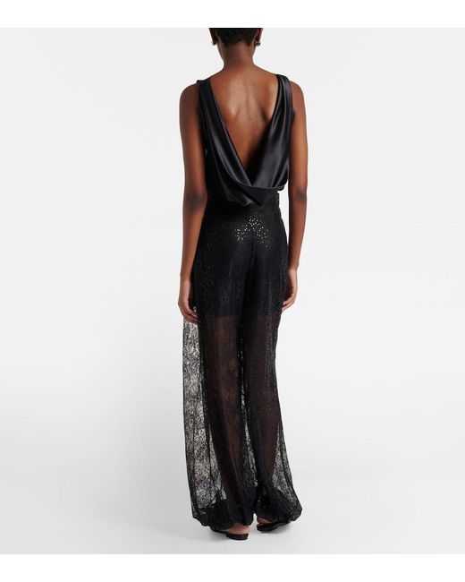 Nina Ricci Black Sequined Lace Balloon Pants