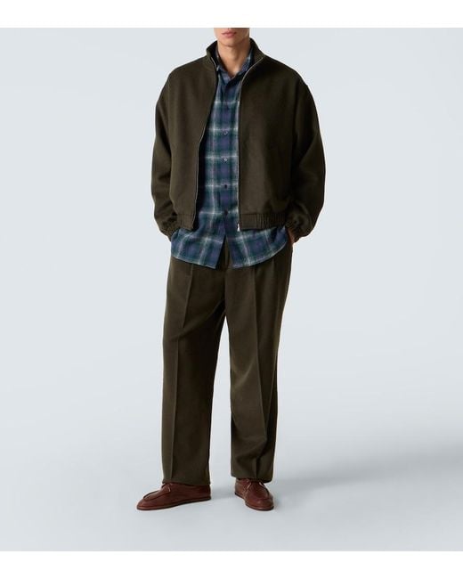 Auralee Gray Camel Hair Flannel Straight Pants for men