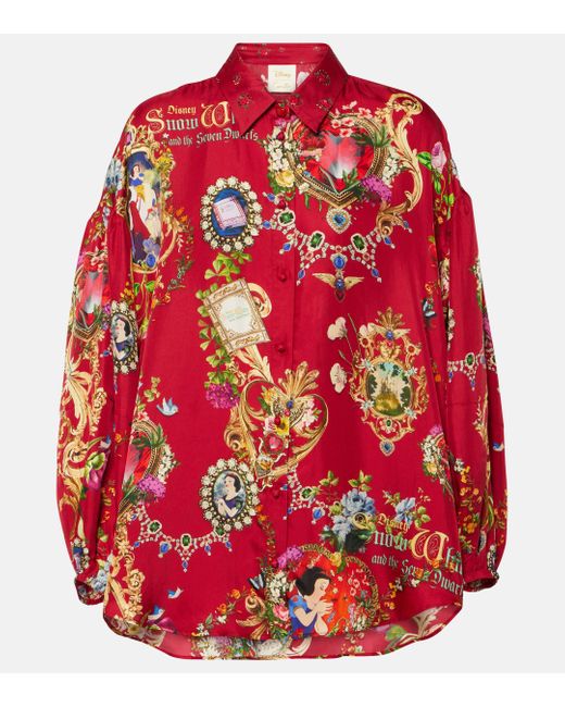 Camilla Red Printed Silk Shirt