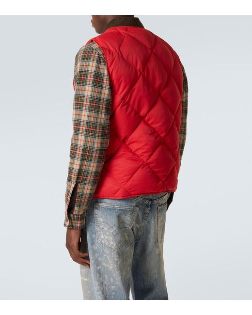RRL Red Quilted Twill Vest for men