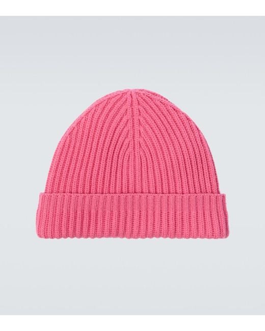 Umit Benan Pink Paradiso Ribbed-Knit Cashmere Beanie for men