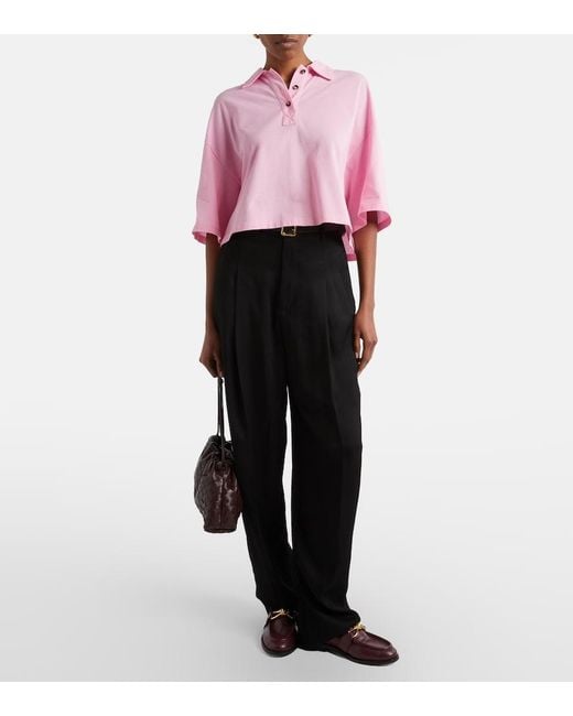 Bottega Veneta Pink Cropped Cotton Polo Shirt