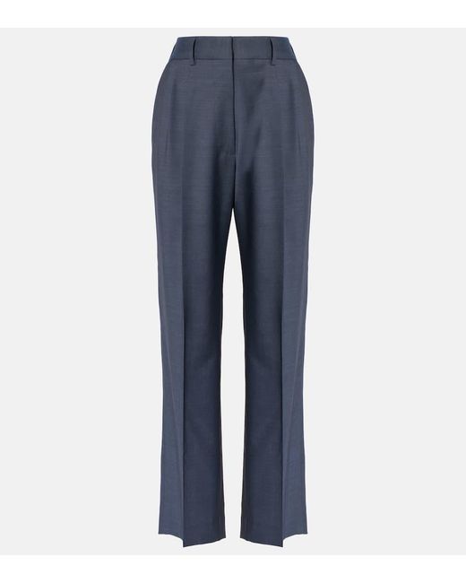 Blazé Milano Aile Fox Wool And Mohair Straight Pants in Blue