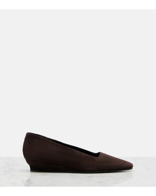 The Row Brown June Suede Wedges