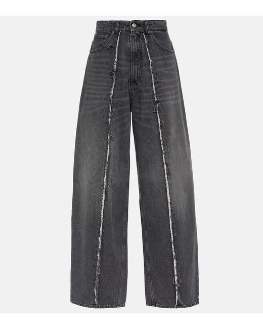 MM6 by Maison Martin Margiela Gray Distressed Wide-leg Jeans