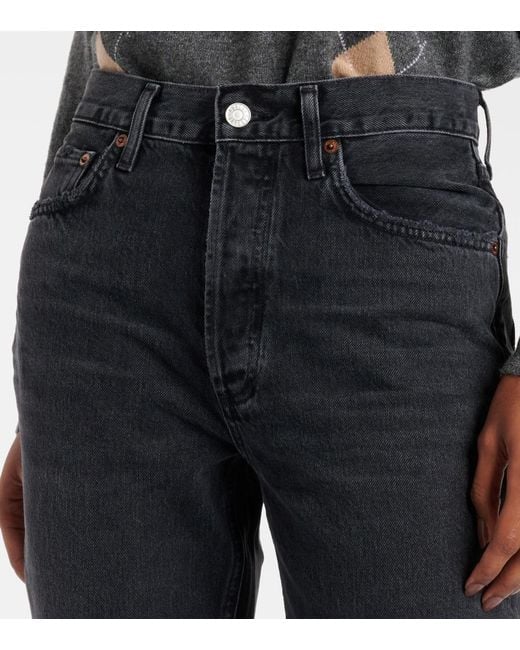 Agolde Blue Riley High-Rise Cropped Straight Jeans
