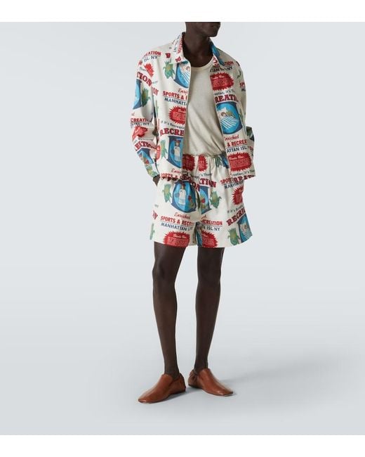 Bode White Enrichment Cotton Printed Shorts for men