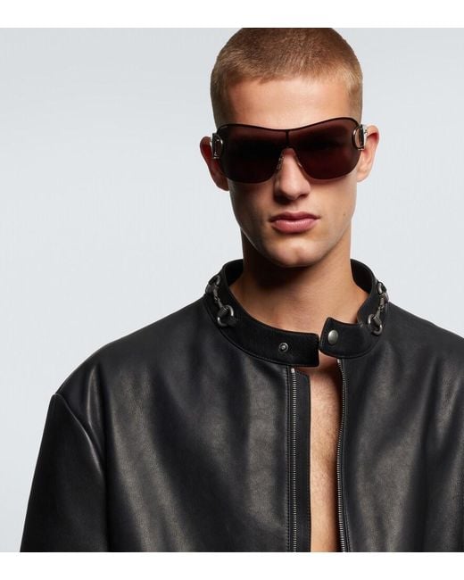 Gucci Black Sign Shield Sunglasses for men