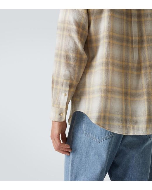 Auralee Natural Plaid Wool Shirt for men