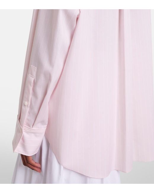 Dorothee Schumacher Pink Striped Power Floral-Applique Cotton-Blend Shirt