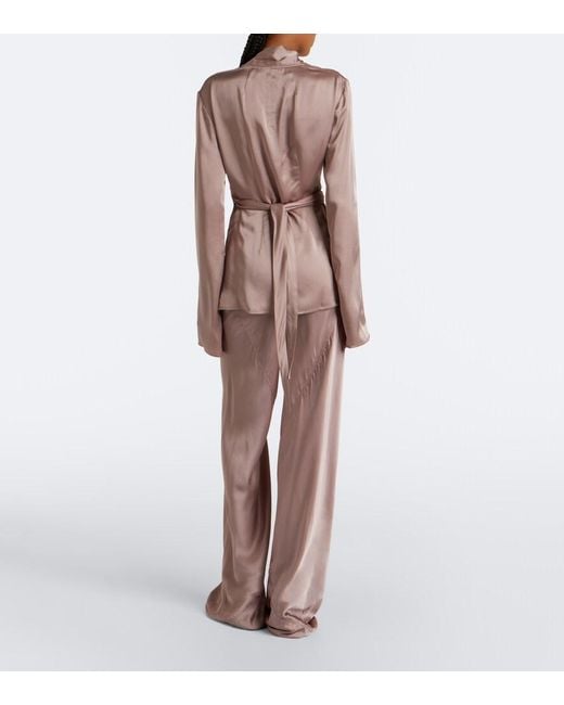 Rick Owens Pink Bias Satin Wide-Leg Pants