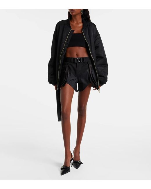 Mugler Black Low-Rise-Shorts Aus Baumwolle