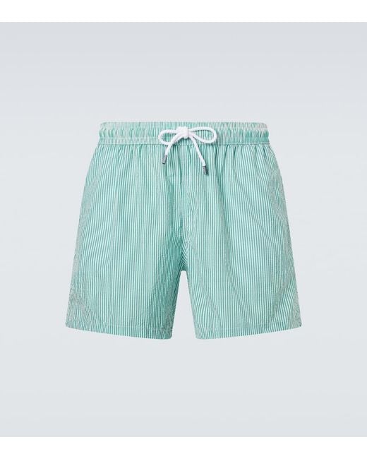 Fedeli Blue Madeira Printed Swim Trunks for men