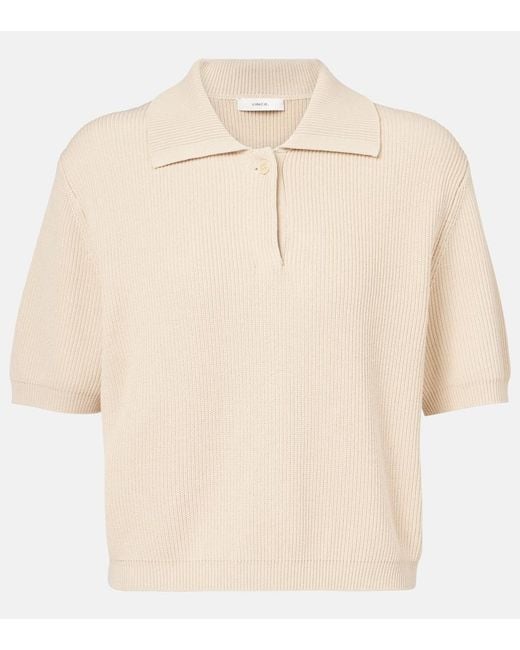 Vince Natural Ribbed-Knit Silk And Cotton Polo Shirt