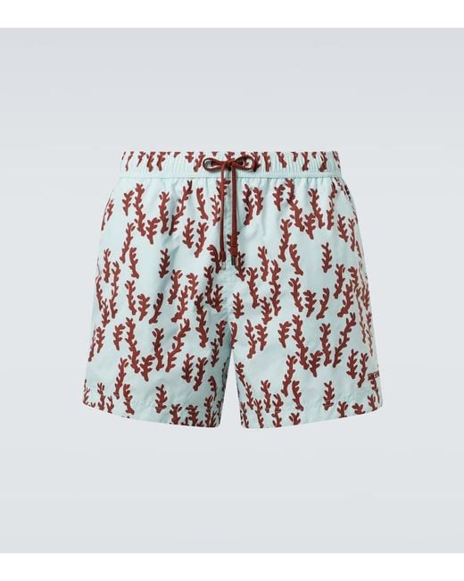 Zegna White Printed Swim Trunks for men