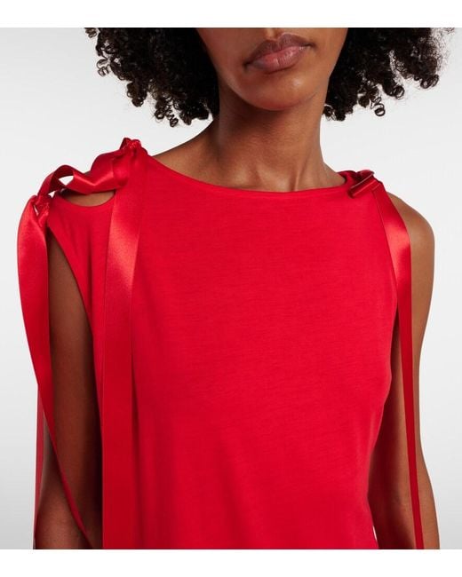 Simone Rocha Red Bow-Detail Jersey Midi Dress