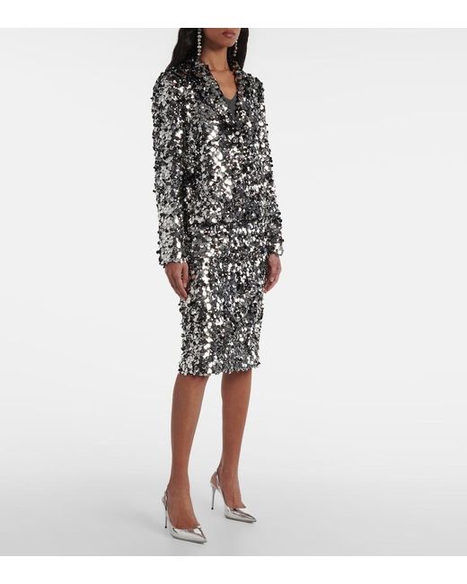 Dolce & Gabbana Metallic Sequined Pencil Skirt