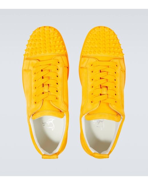 Christian Louboutin Yellow Louis Junior Spikes Suede Sneakers for men
