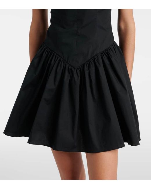 Staud Black Dena Cotton Poplin Minidress