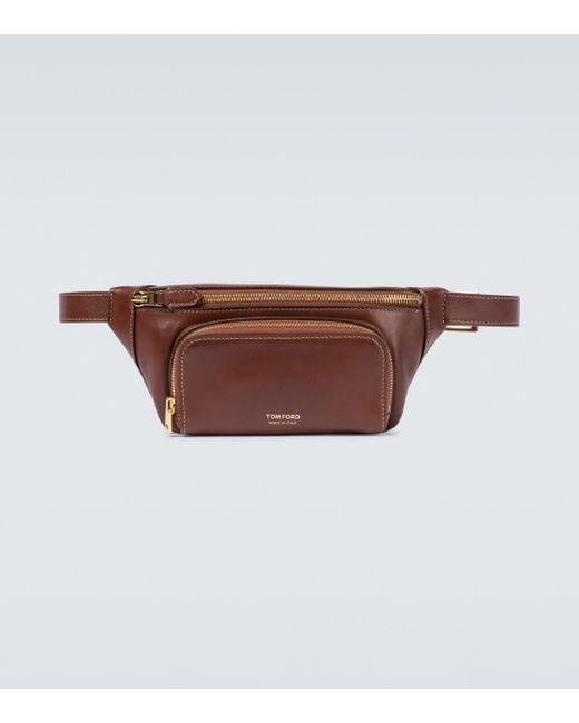 Tom Ford Brown Leather Belt Bag for men