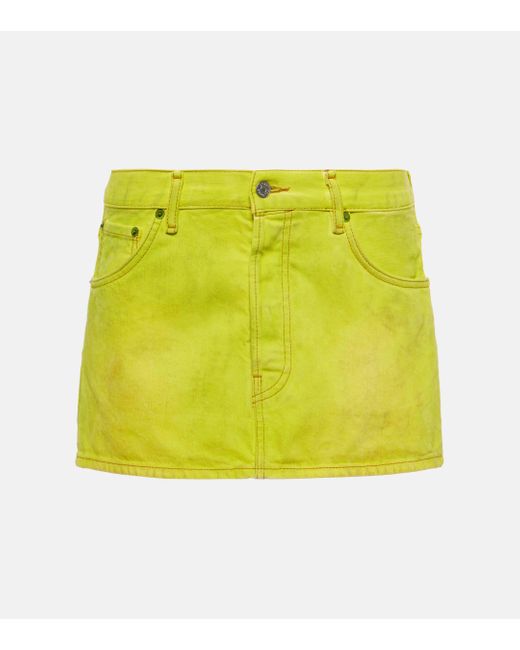 Acne Yellow Denim Miniskirt