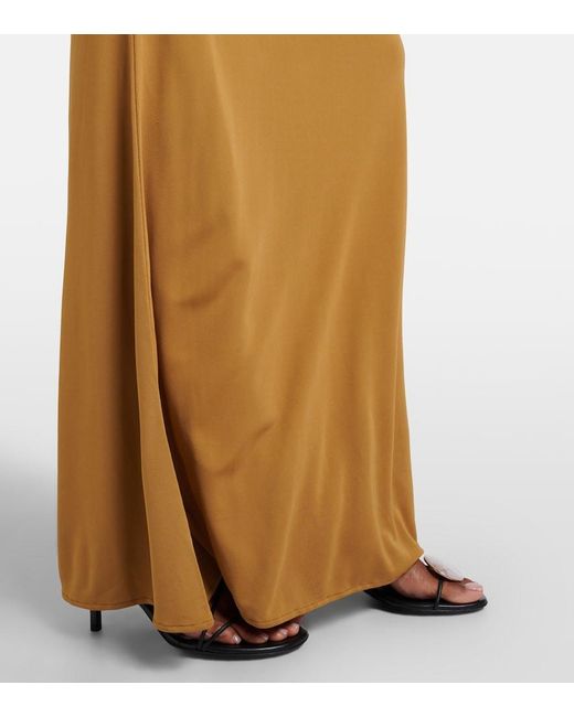 Christopher Esber Metallic Suede-Trimmed Jersey Gown