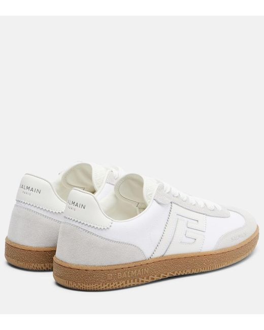 Balmain White Swan Suede Sneakers