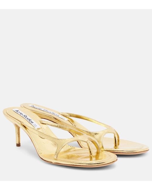 Acne Metallic Leather Thong Sandals