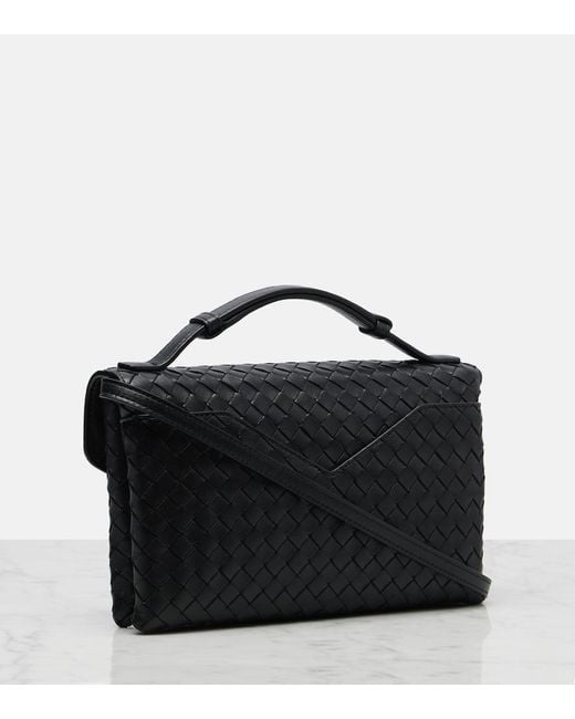 Bottega Veneta Black Knot Lock Intrecciato Leather Tote Bag