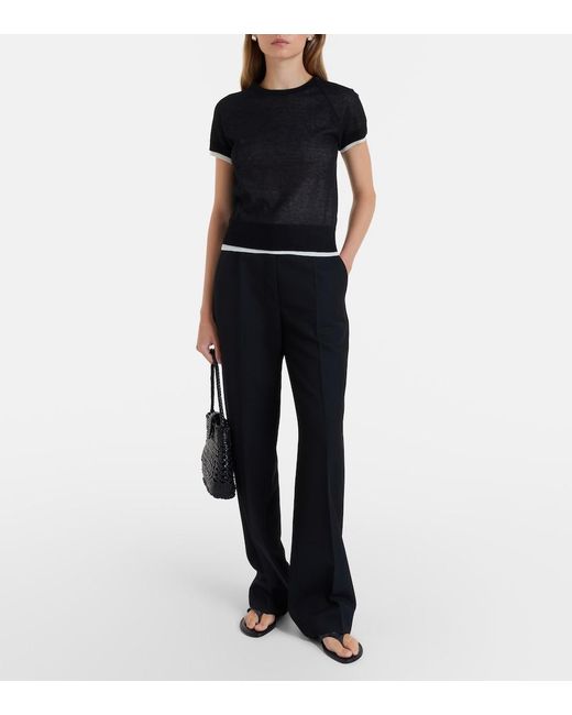Vince Black Cotton-Blend T-Shirt
