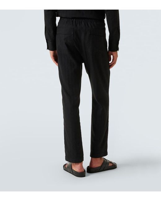Tom Ford Blue Striped Cotton And Silk Straight Pants for men