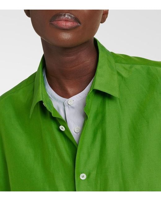 Loewe Green Double Layer Cuffed Cotton-blend Shirt