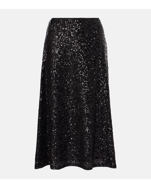 Diane von Furstenberg Black Araminta Sequined High-Rise Midi Skirt