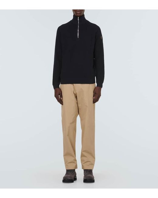 Moncler Blue Cotton And Cashmere Half-zip Sweater for men