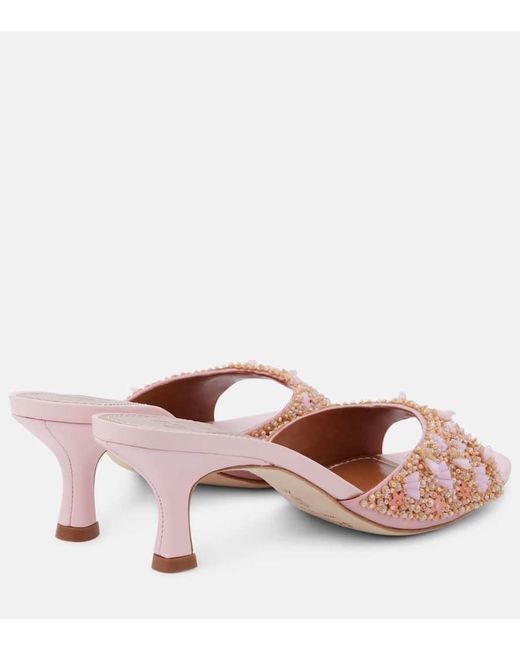 Staud Pink Brigitte Beaded Mules