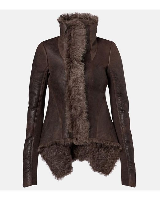 Rick Owens Brown Lederjacke Aus Shearling