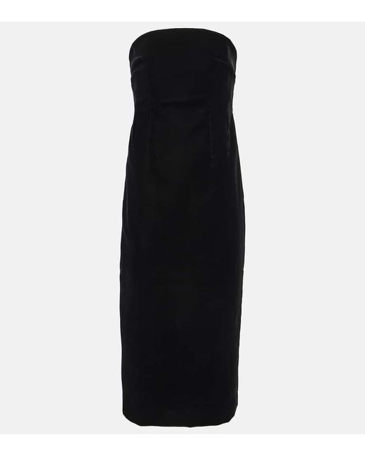 Wardrobe NYC Black Strapless Velvet Midi Dress