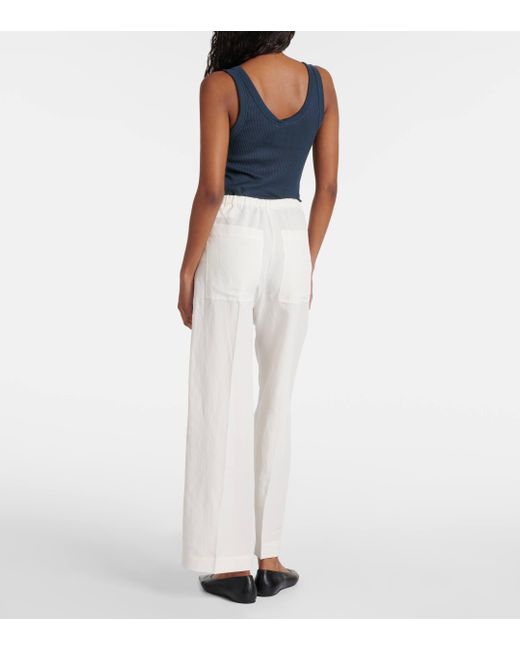 Totême  White High-rise Wide-leg Pants